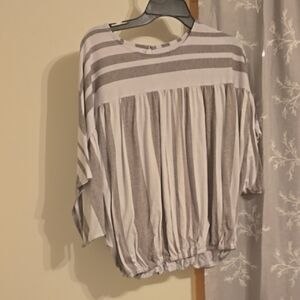 Time and Tru Gray and White Striped Dolman Sleeve Tunic
